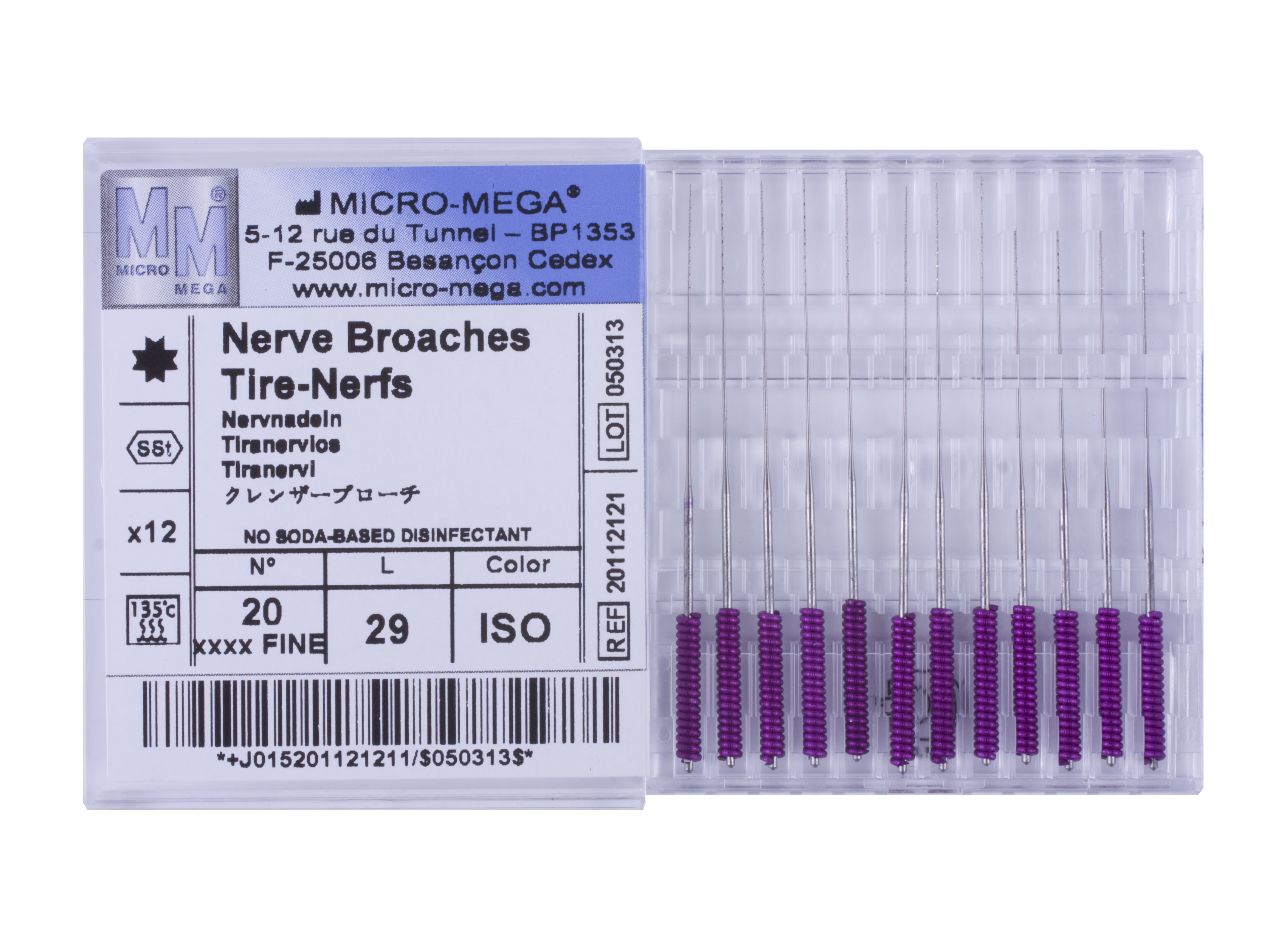 N broache 4XF (20) L:29 Handle 57 ISO - инструменты эндодонтические