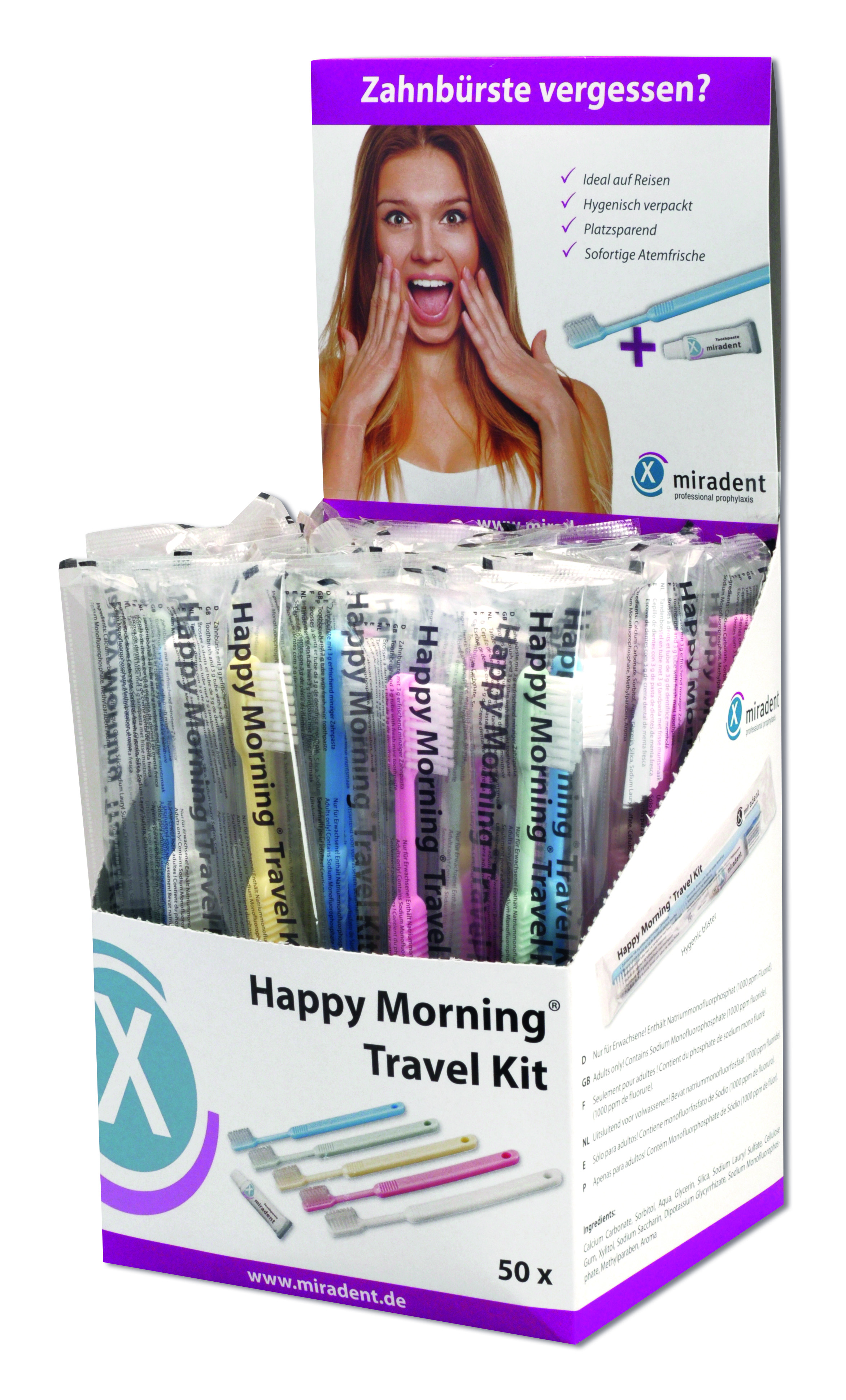 Happy Morning® Travel Kit - дорожный набор для очистки зубов (50 комплектов)
